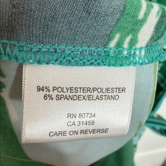 BCBGMaxAzria Green and Blue Retro Print Patterned Mini Dress w/ belt - medium - Picture 4 of 4